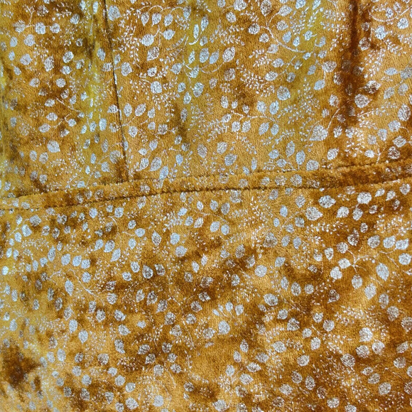 70s Velvet Maxi Mumu Dress David‎ Brown I Magnin Kaftan XS Gold Glam Loungewear - Picture 10 of 16